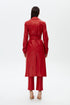 Firebrick vegan leather long jacket